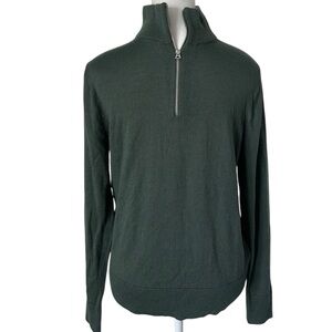 J Crew Factory Men’s Merino Wool Half Zip Olive Green Sweater S